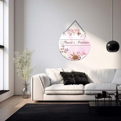 Personalized Couple Name Floral Name Plate For Home Entrance  Ideal Griha Pravesh & Festive Gifting | New Home Wall Decoration   Anniversary & Birthday Decor Items